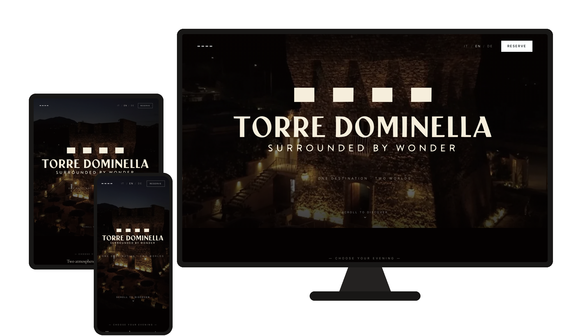 Website Torre Dominella auf Desktop, Tablet und Smartphone