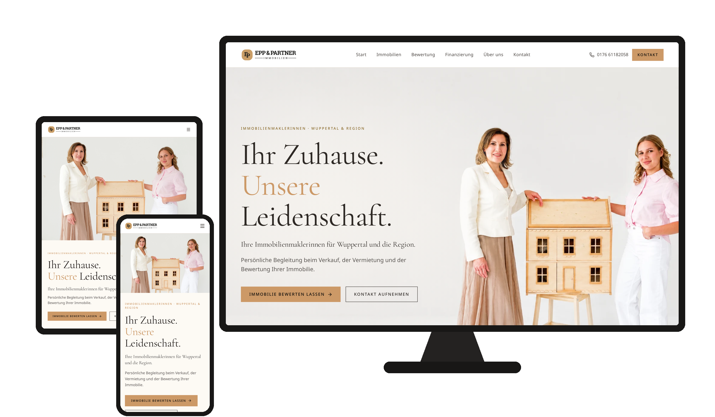 Website EPP & Partner Immobilien auf Desktop, Tablet und Smartphone