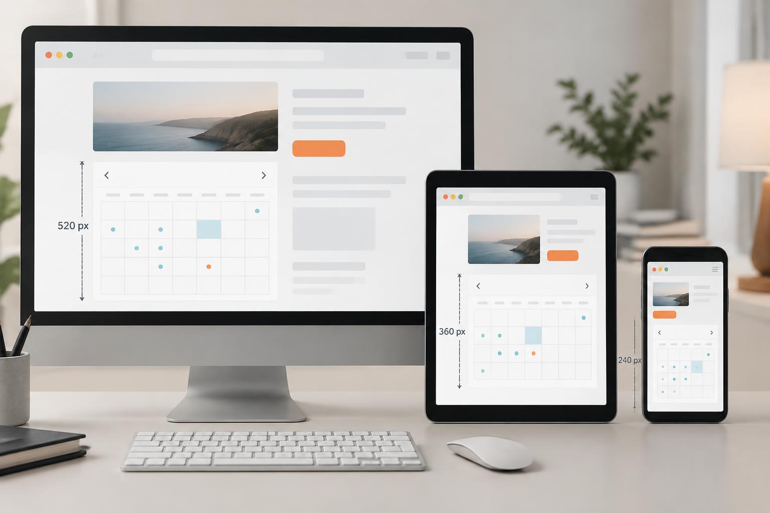 Responsiv eingebetteter Online-Kalender mit automatisch angepasster iFrame-Höhe